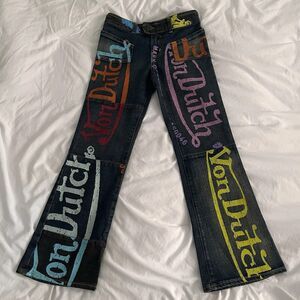 Vintage Von Dutch Flare Pants Kids Size 7 Made On USA Rare Find Canvas Coating